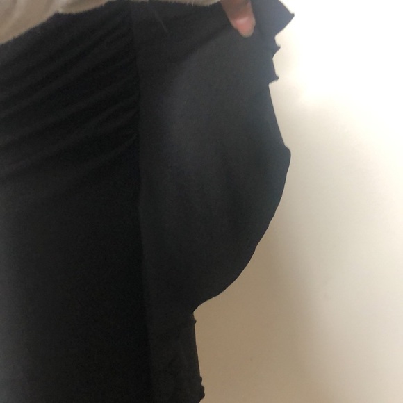 Black scrunch front ripple down v neck dress size small - Picture 9 of 14